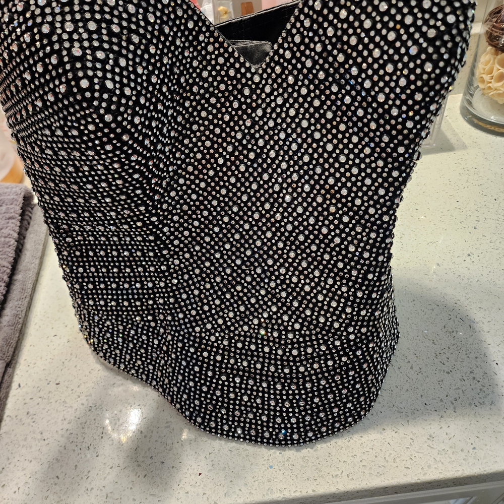 Black Rhinestone Bustier Top - Picture 2 of 5